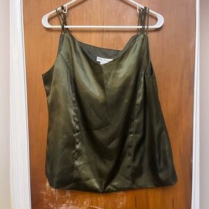 Elsa Lorraine Olive Green Satin Cami Top. Size 14